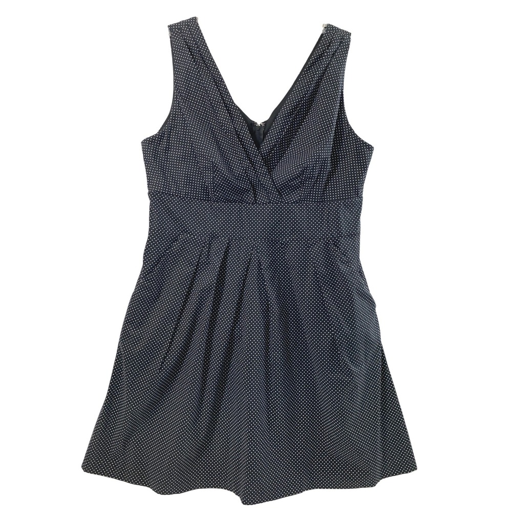 Corey P Polka Dot Sleeveless Dress Women Size 16 Empire Waist Black White Summer